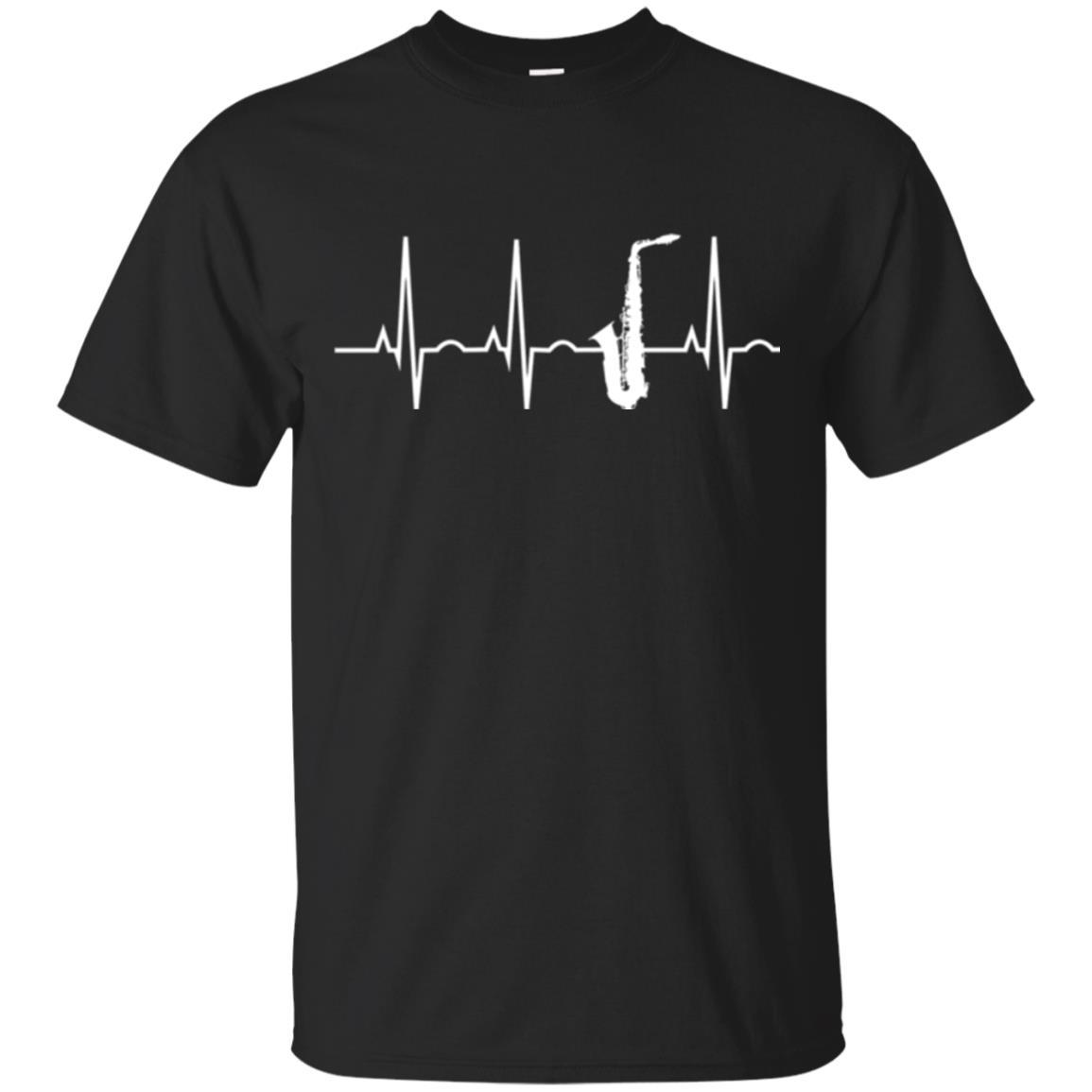 Saxophone Player T-shirt Saxophone Heartbeat T-shirt Black