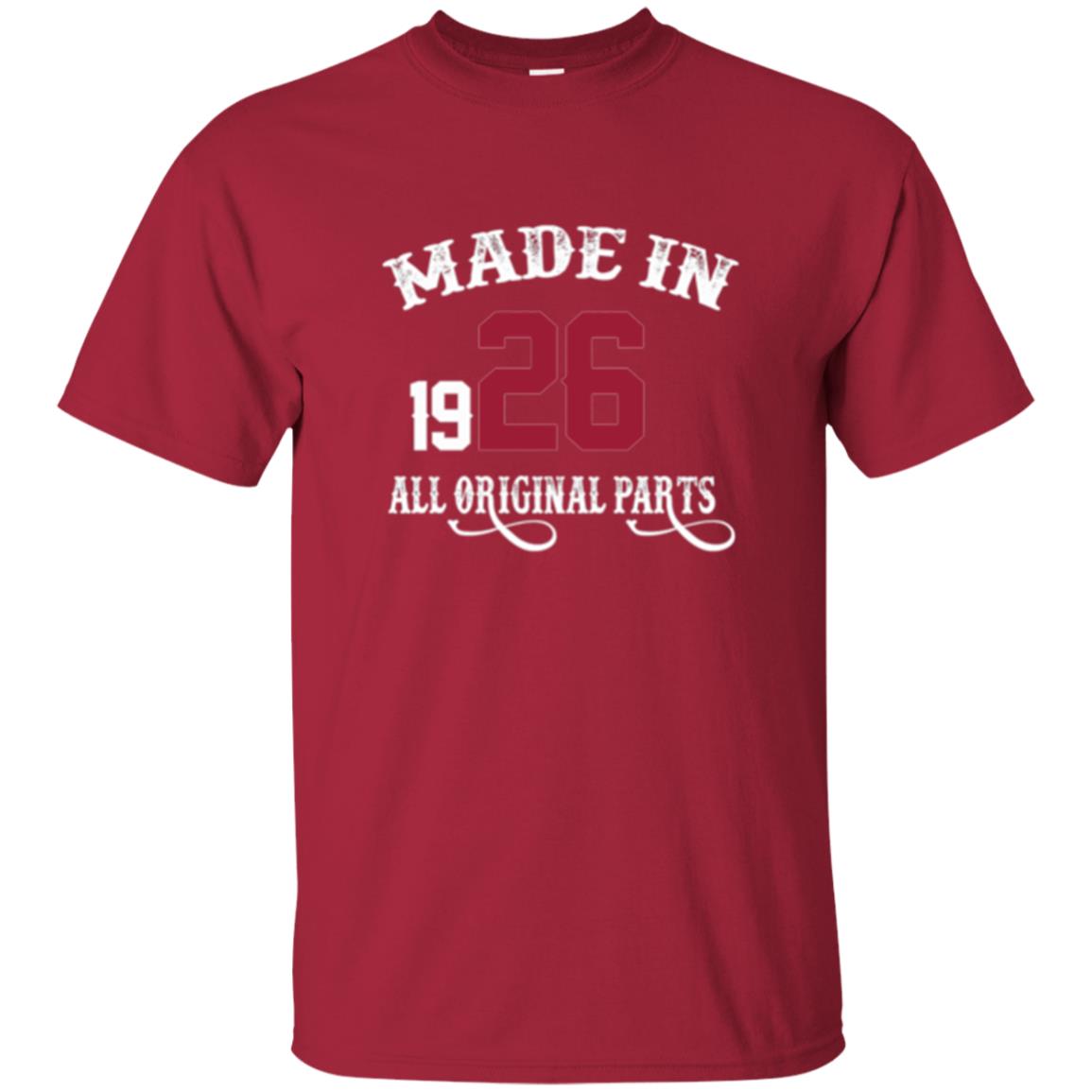 92nd Birthday T-shirt Made In 1926 All Original Parts Cardinal