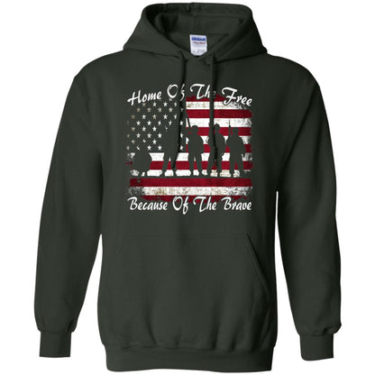 Home Of The Free Because Of The Brave Flag Military Shirt Forest Green