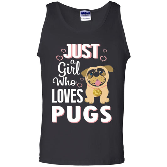 Dog Lovers T-shirt Just A Girl Who Loves Pugs Black