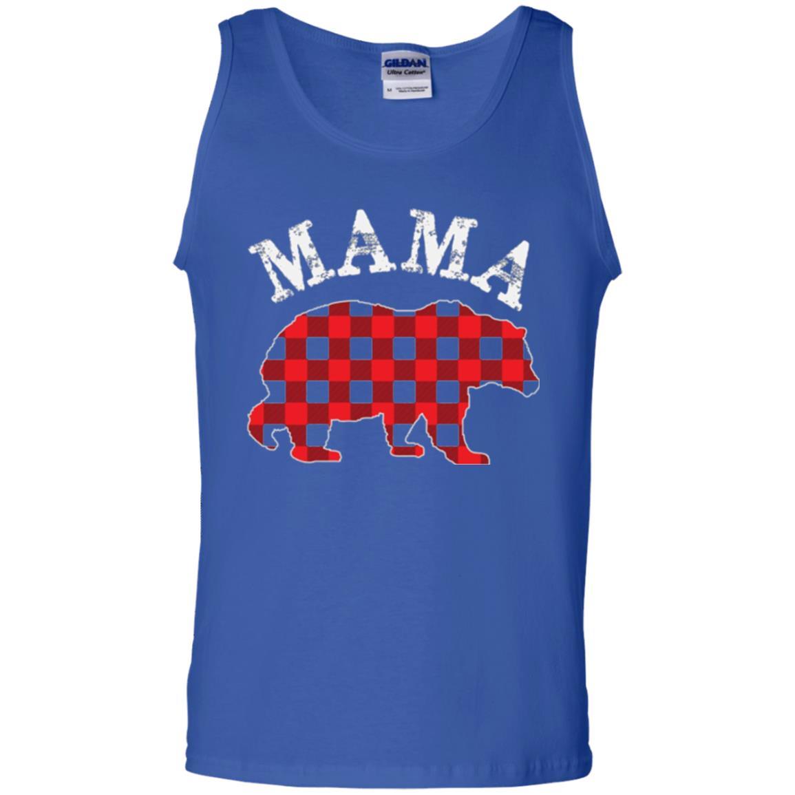 Mama T-shirt Red Plaid Mama Bear Royal