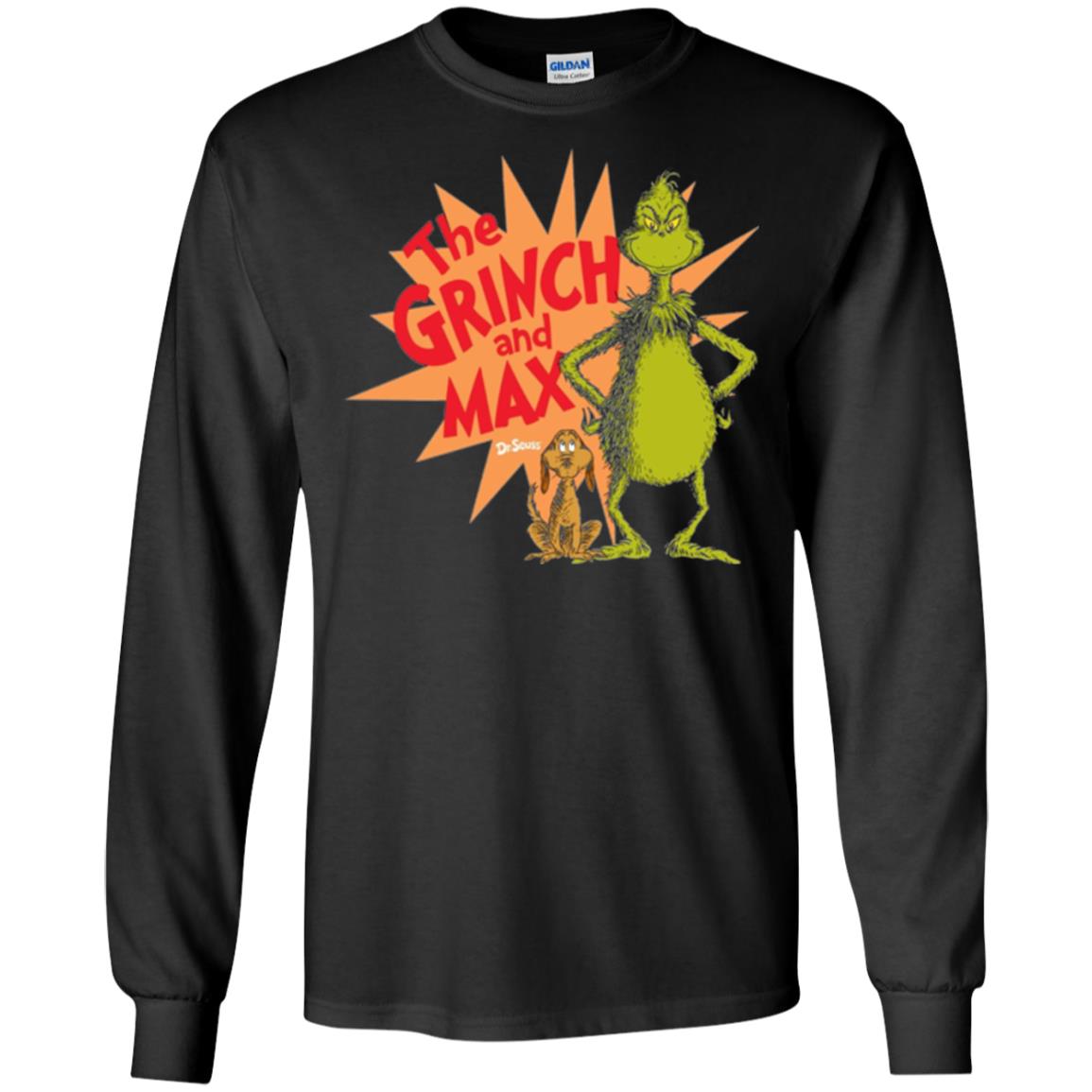 Cartoon T-shirt Dr. Seuss Grinch And Max Burst Black