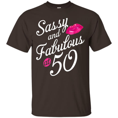 50th Birthday T-shirt Sassy And Fabulous At 50 Dark Chocolate