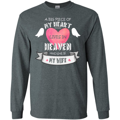 A Big Piece Of My Heart Lives In Heaven And She Is My Wife Shirt Dark Heather