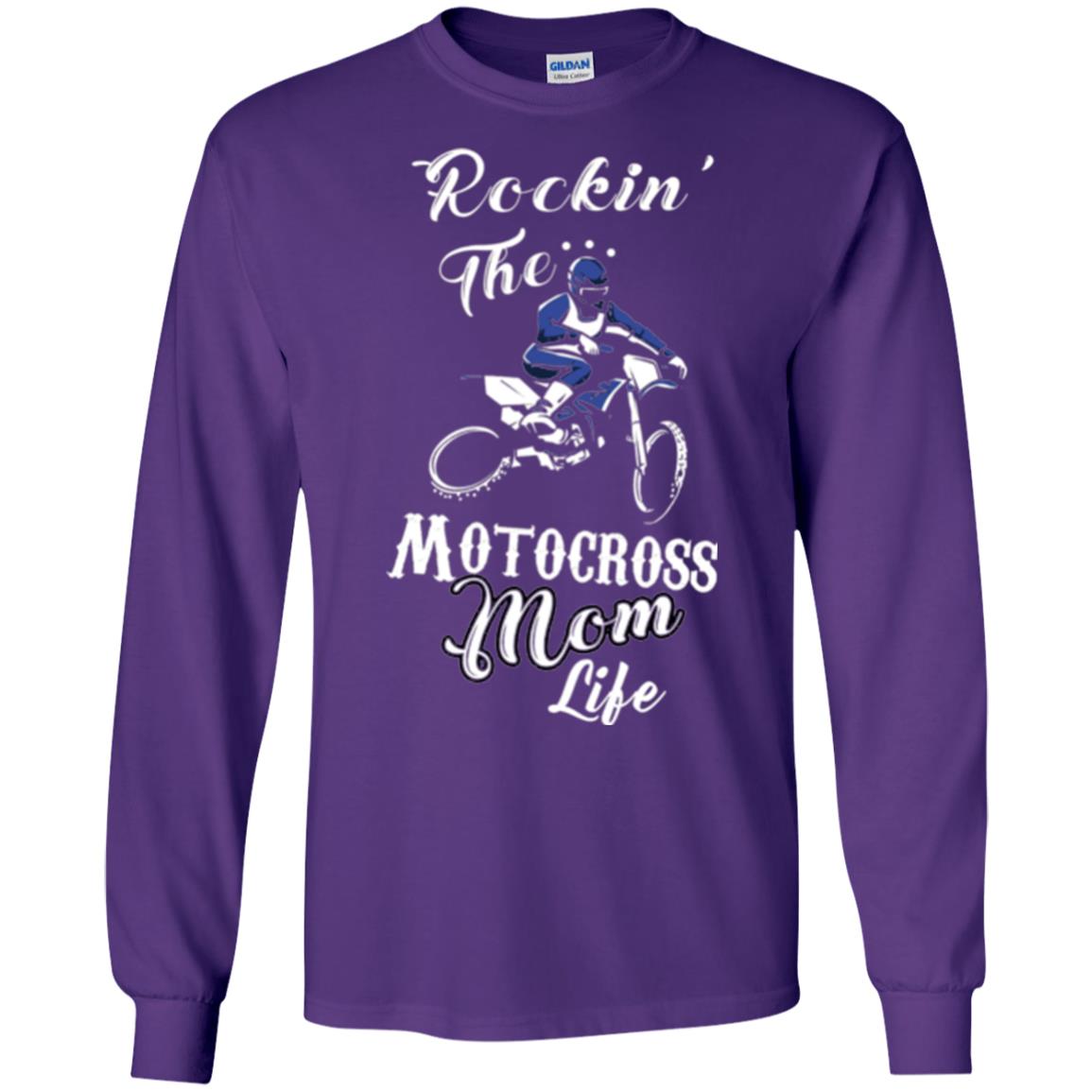 Rocking The Motocross Mom Life Mommy T-shirt Purple
