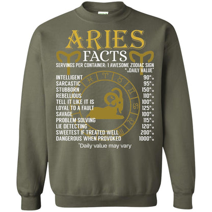 Aries Facts Zodiac Sign T-shirt Military Green
