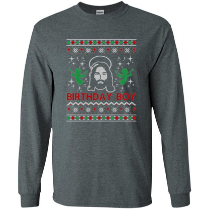 Christmas T-shirt Jesus Birthday Boy Ugly Christmas Sweater Dark Heather