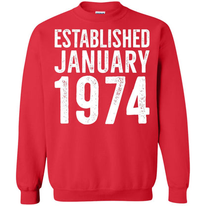 Established January 1974 43rd Birthday T-shirt Red