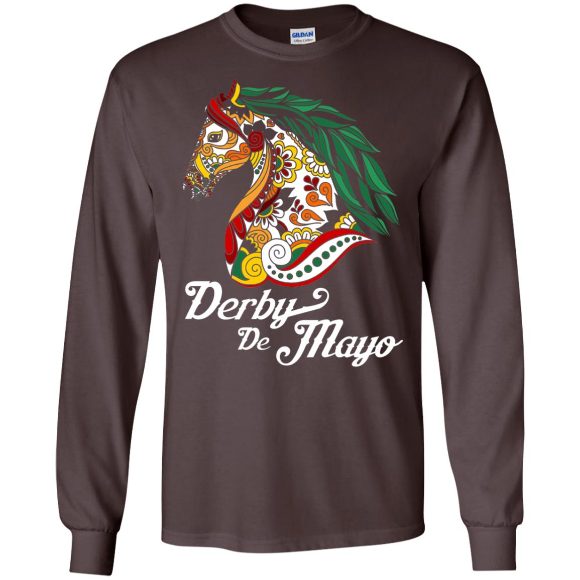 Derby Cinco De Mayo Floral Horse Race T-shirt Dark Chocolate