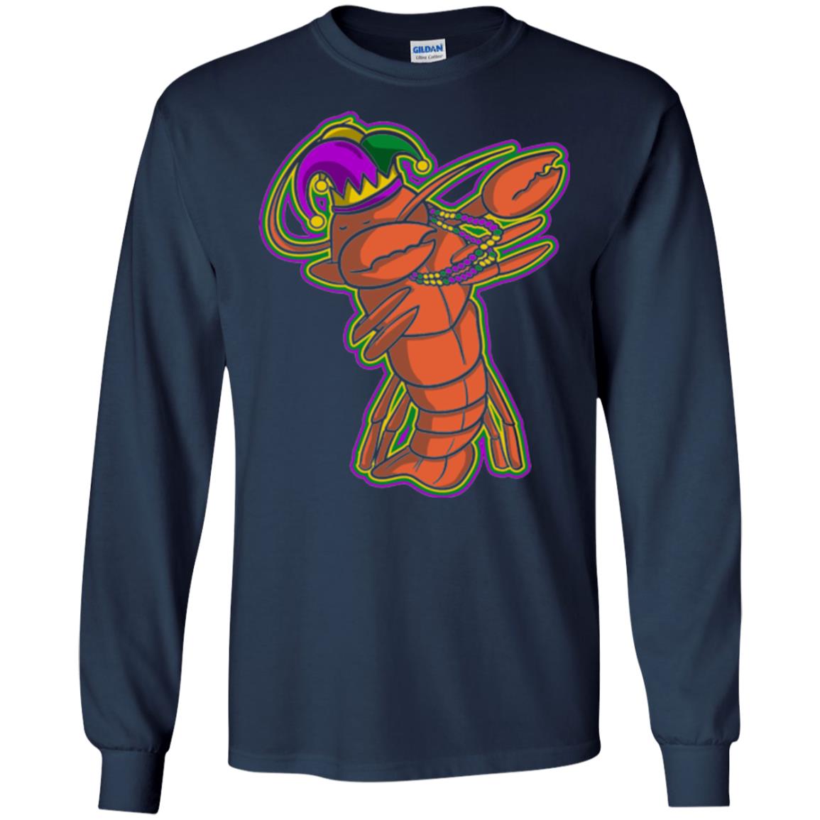Dabbing Mardi Gras Crawfish T-shirt Mardi Gras Gift Shirt Navy