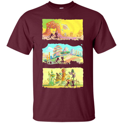 Movie T-shirt Running Silhouettes On Alien Land Maroon