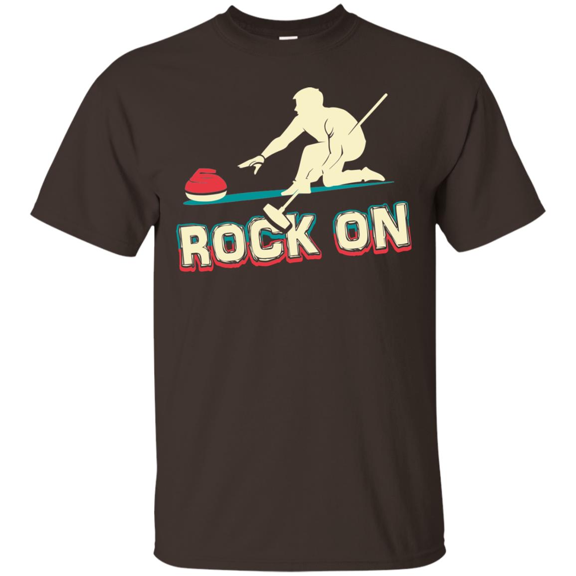 Curling Winter Lover T-shirt Rock On Curling Winter Sports Dark Chocolate