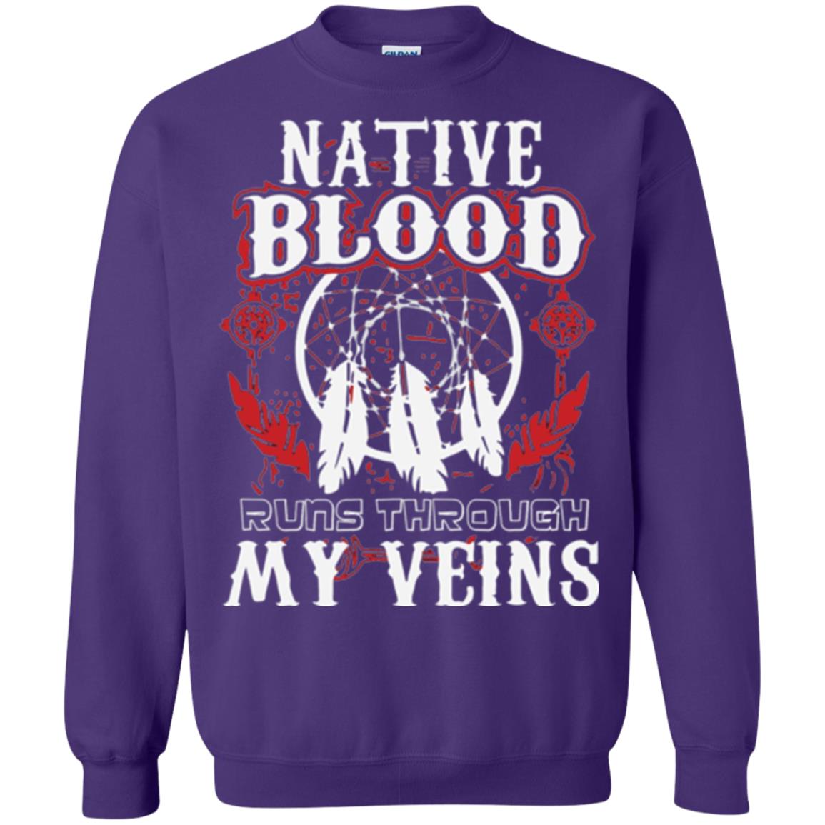 American T-shirt Native Blood Runs Through My Veins Purple