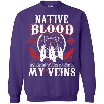 American T-shirt Native Blood Runs Through My Veins Purple