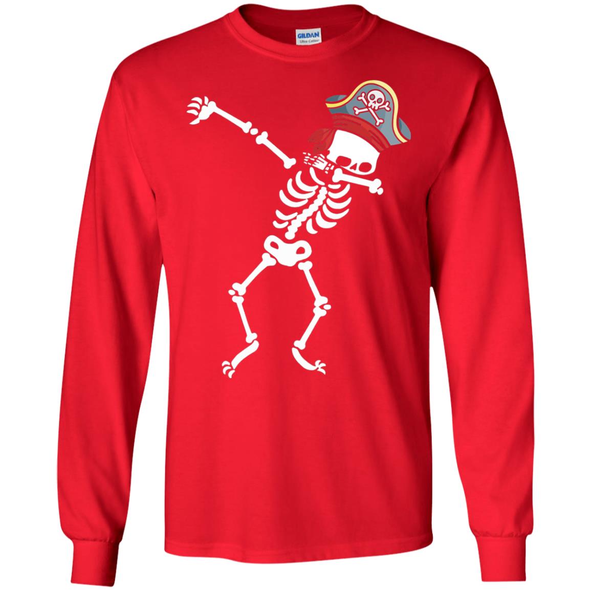 Dabbing Skeleton With Pirates Hat T-shirt Red
