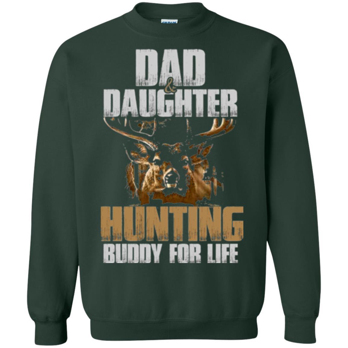 Family Christmas T-shirt Dad And Daughter Hunting Buddy For Life Forest Green