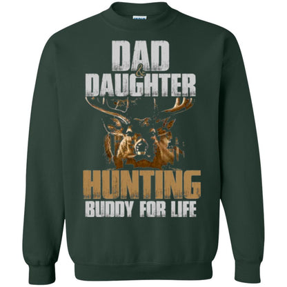 Family Christmas T-shirt Dad And Daughter Hunting Buddy For Life Forest Green