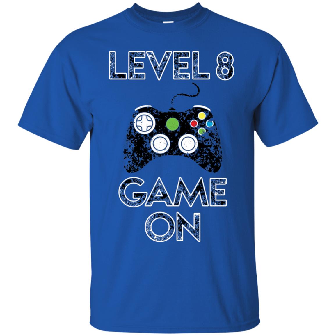 Kids Level 8 Game On 8th Birthday Gift T-shirt Royal