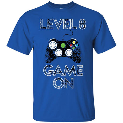 Kids Level 8 Game On 8th Birthday Gift T-shirt Royal