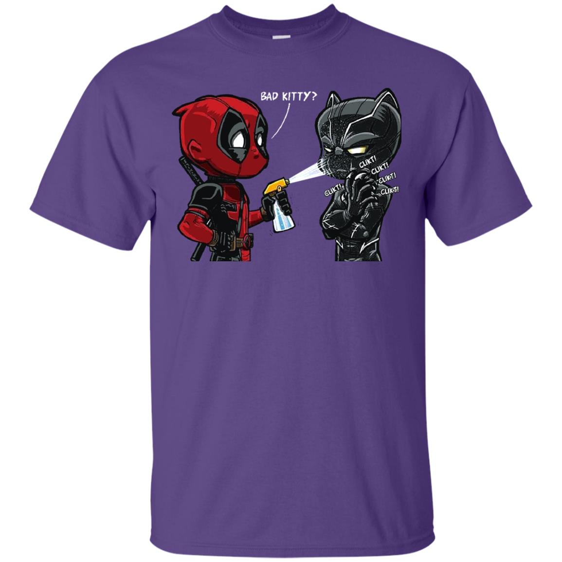 Deadpool Black Panther Bad Kitty Film Lover T-shirt Purple