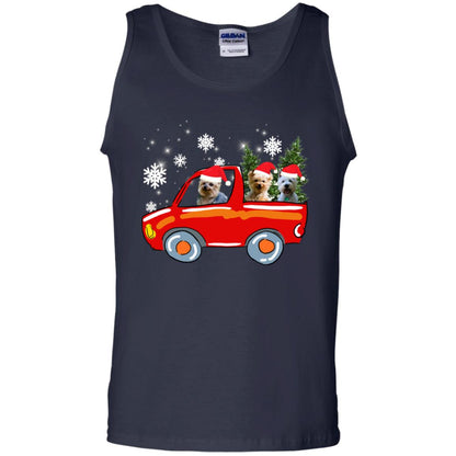 Yorkshire Terrier Dogs On Car Merry Christmas Gift Shirt Navy