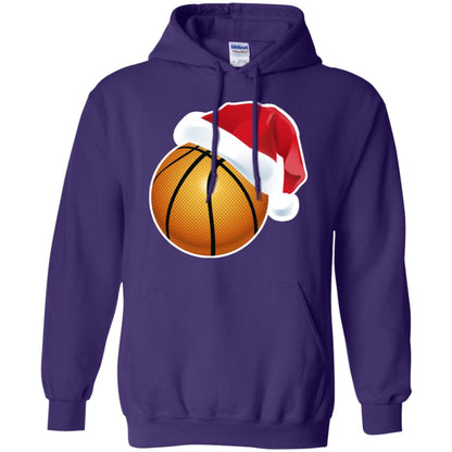 Basketball With Santa Claus Hat X-mas Shirt For Basketball Lovers Purple