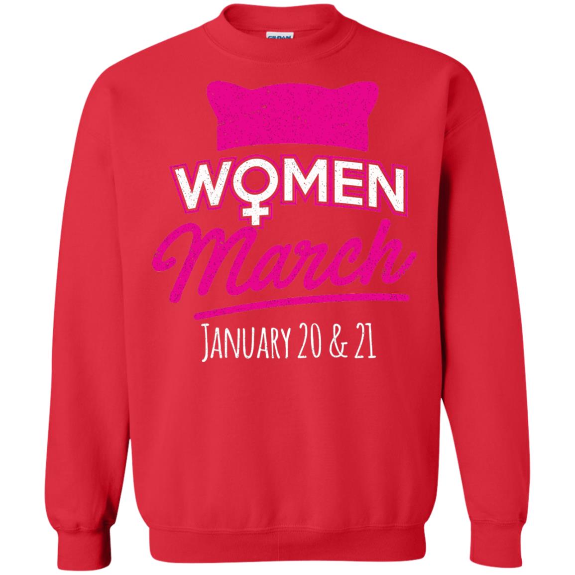 Women's Right T-shirt Women March January 2018 Pussycat Ears Hat Red