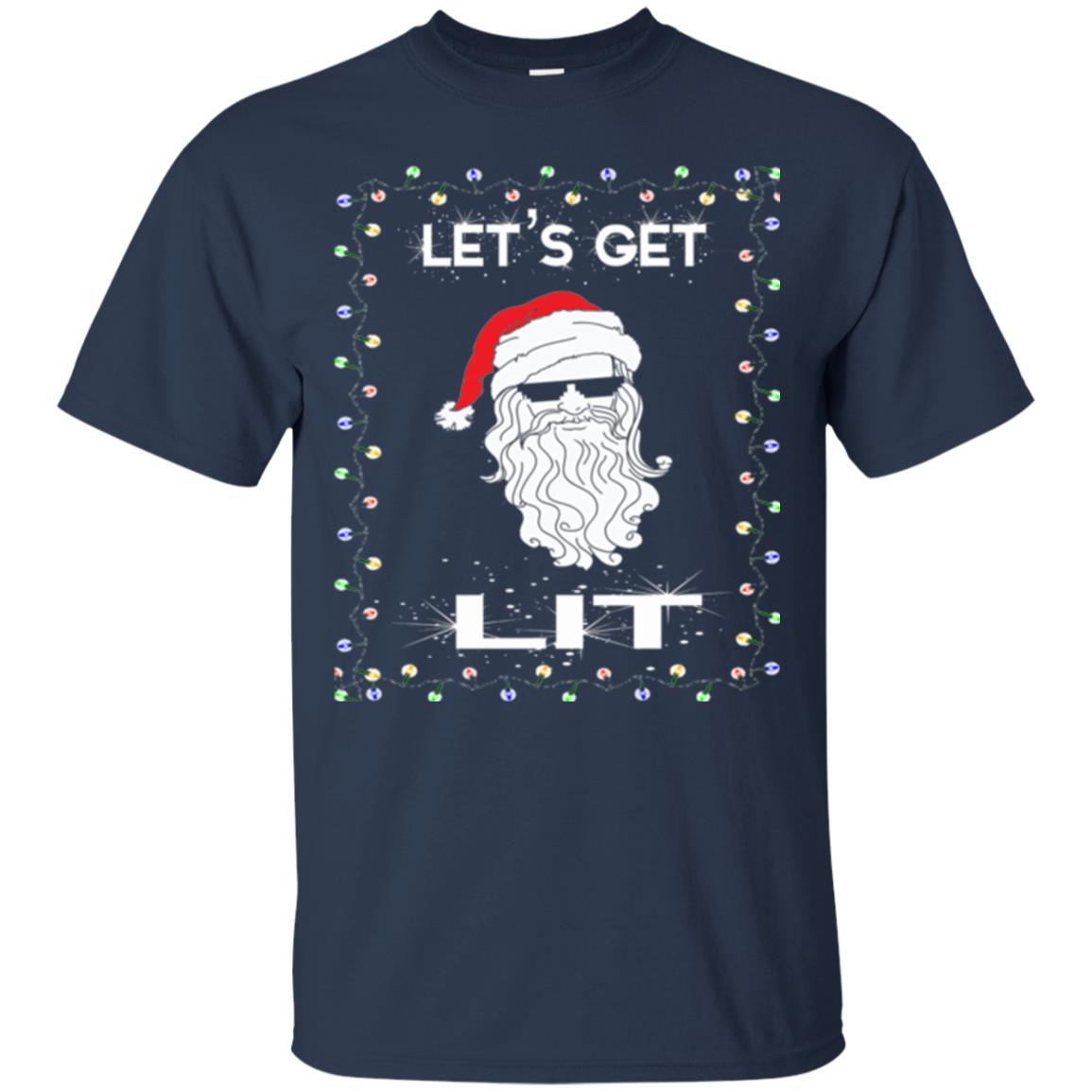 Christmas T-shirt Let_s Get Lit Navy