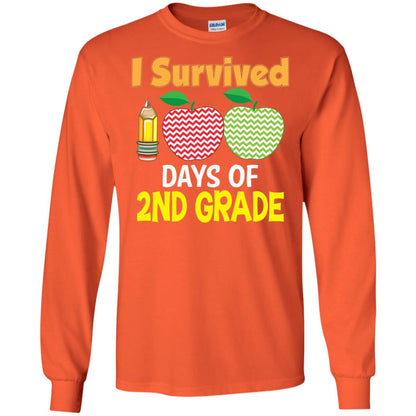 Kindergarten T-shirt I Survived 100 Days Of 2nd Orange