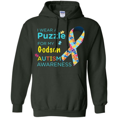 I Wear Puzzle For My Godson Autism Awareness Shirt Forest Green