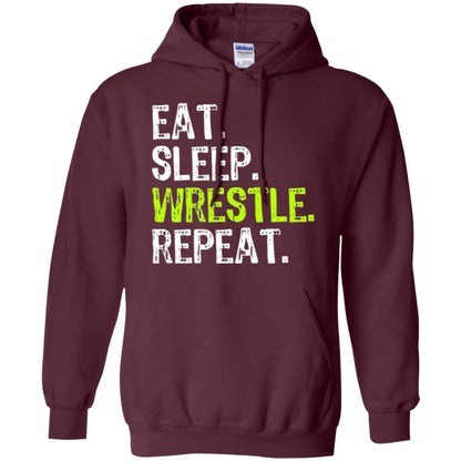Wrestling T-shirt Eat Sleep Wrestle Repeat Maroon