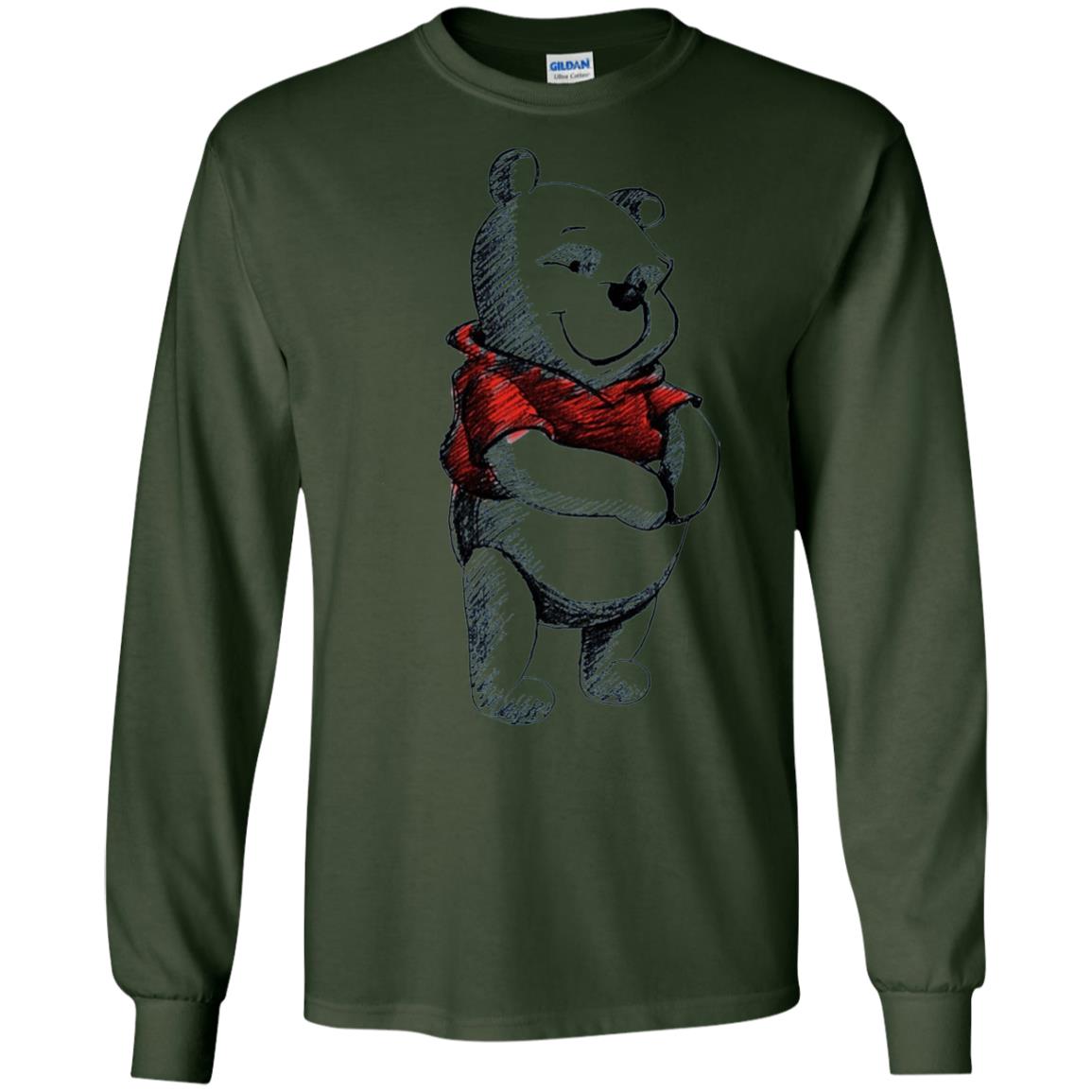 Sketch Of Winnie The Pooh Movie Lover T-shirt Forest Green