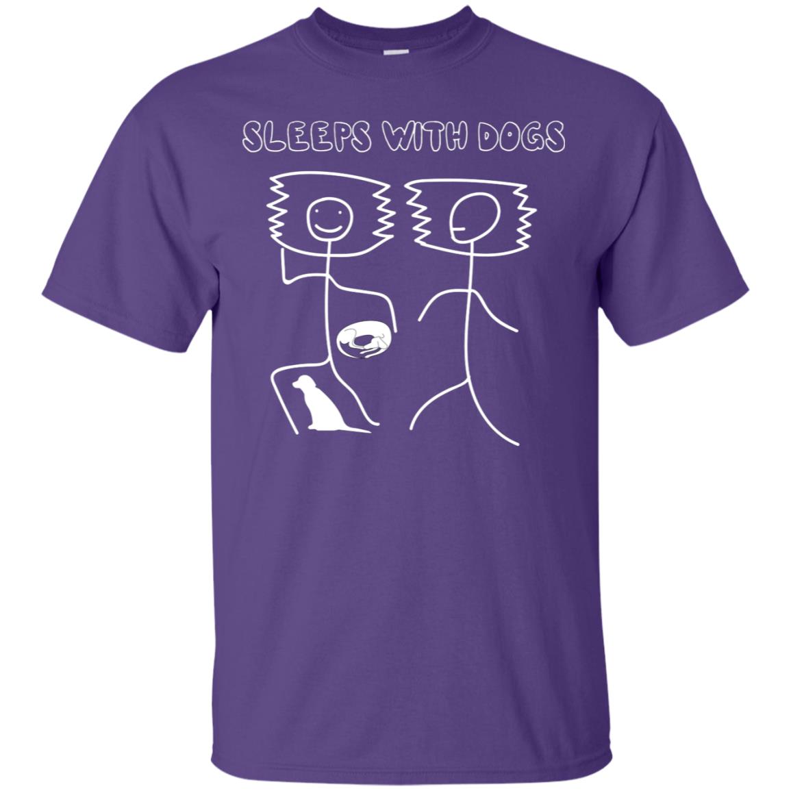 Sleep With Dogs Funny Dog Owner Shirt Purple