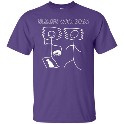 Sleep With Dogs Funny Dog Owner Shirt Purple