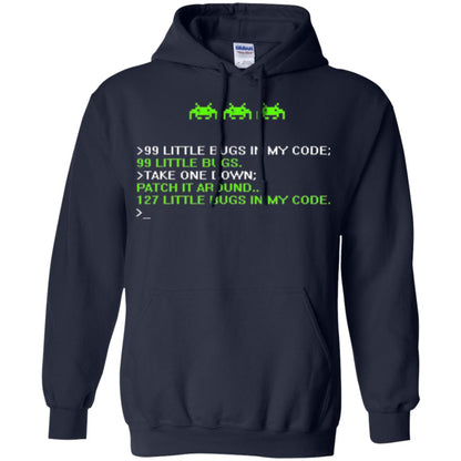 Programmer T-shirt 99 Little Bugs In My Code Navy