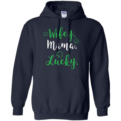 Wifey Mama Lucky Mom St Patricks Day T-shirt Navy