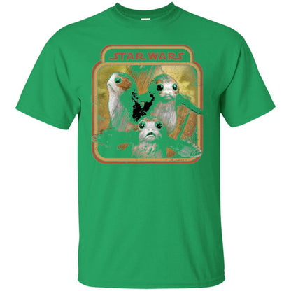 Film T-shirt Star Wars Last Jedi Porg Triplets Retro Box Graphic Irish Green