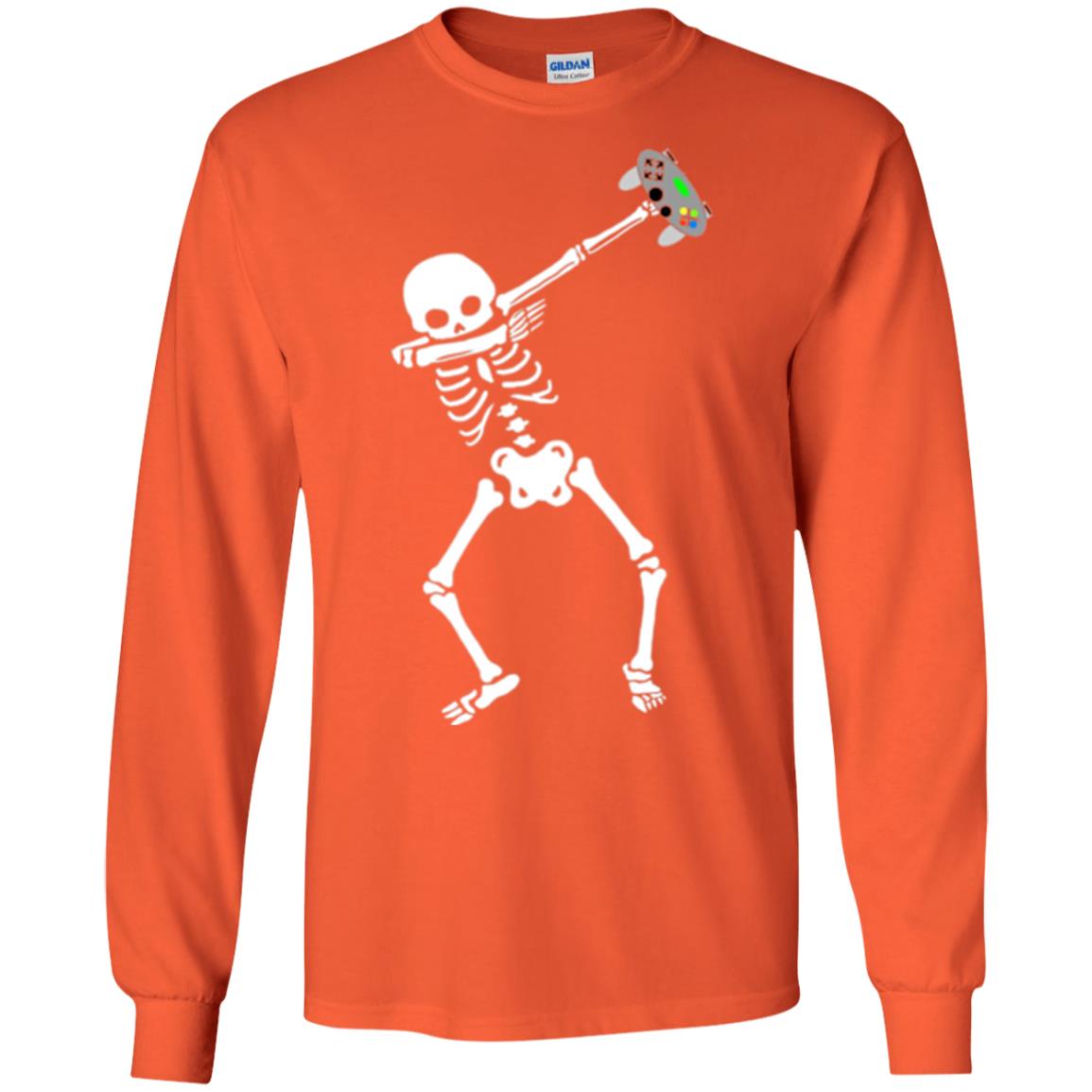 Gamer T-shirt Dabbing Skeleton Orange