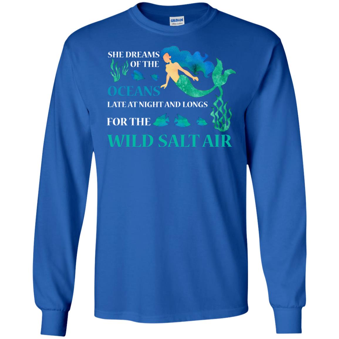She Dreams Of The Oceans Mermaid T-shirt Royal