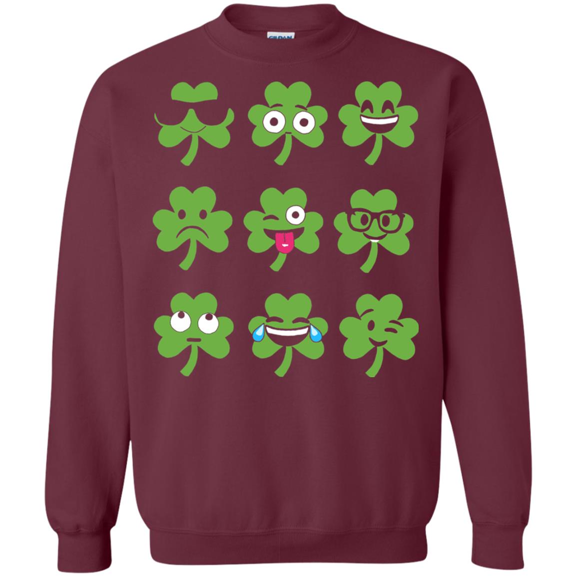Emoji Shamrock St. Patrick_s Day T-shirt Maroon
