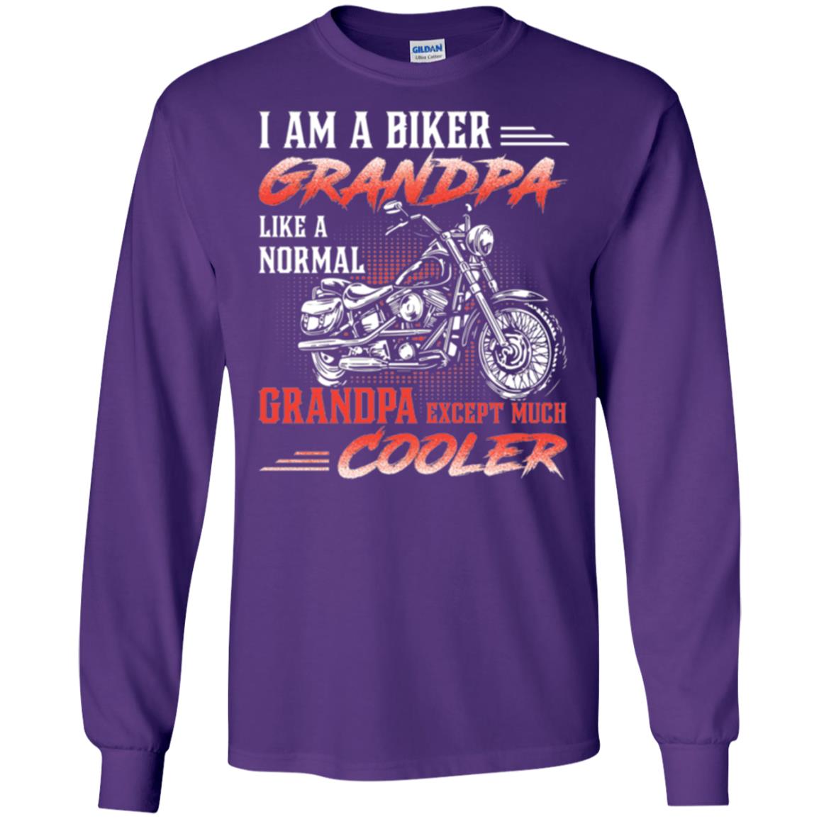 Papa T-shirt I Am A Biker Grandpa Like A Normal Purple