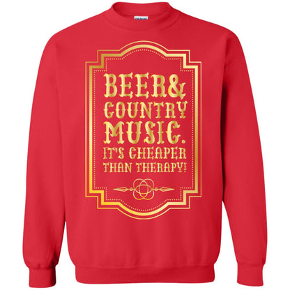 Beer Country Music Its Cheaper Than Therapy Beer Lover Shirt Red