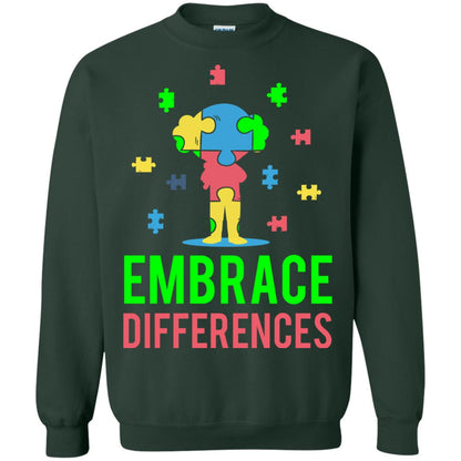 Autism Awareness T-shirt Embrace Differences Forest Green