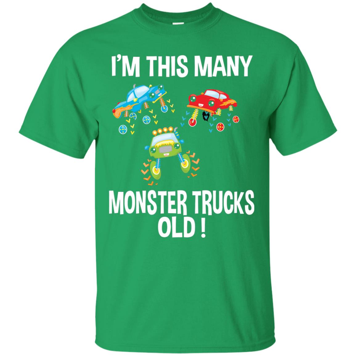 Birthday 3th Shirt Im This Many Monster Trucks Old Irish Green