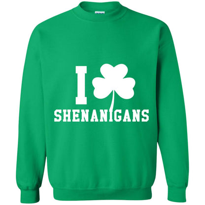 I Love Shenanigans Shamrock Saint Patrick_s Day T-shirt Irish Green