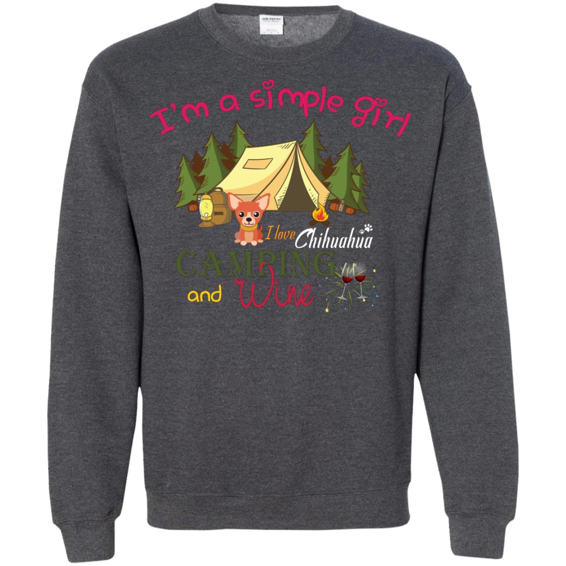 I’m A Simple Girl I Love Chihuahua Camping And Wine Shirt Dark Heather
