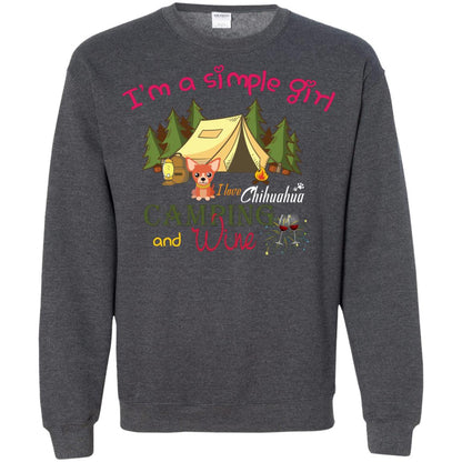 I’m A Simple Girl I Love Chihuahua Camping And Wine Shirt Dark Heather