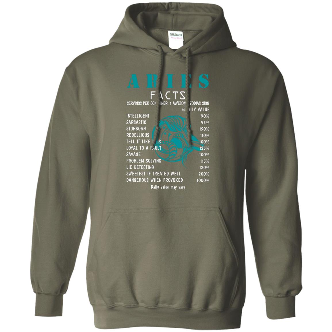 Aries Facts 1 Awesome Zodiac Sign Gift Shirt For Aries Horoscope Military Green