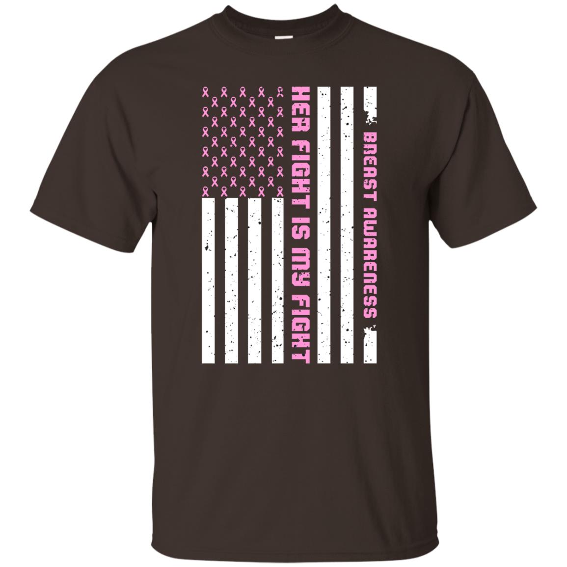 Breast Awareness His Fight Is My Fight Pink Ribbon Stars Flag Of Usa Shirt Dark Chocolate