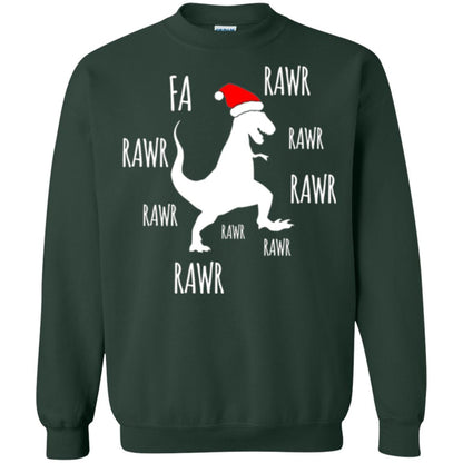 Christmas T-shirt Fa Rawr Rawr Funny T-rex Dinosaur Forest Green